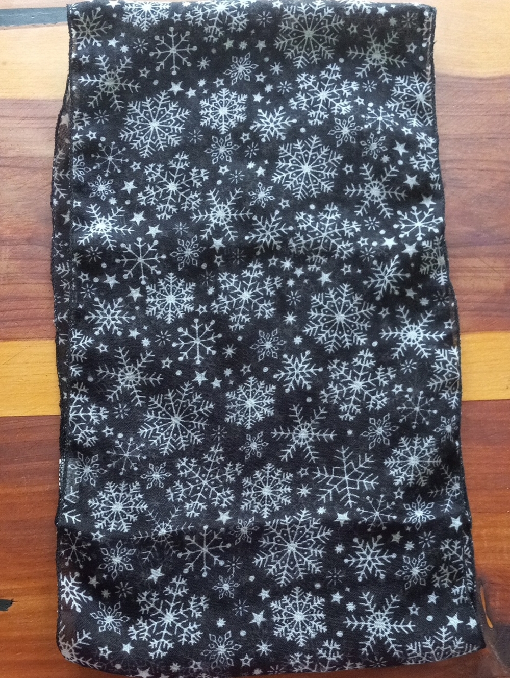 Black Sheer Snowflake & Star Winter Holiday Scarf